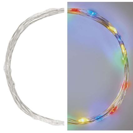 LED kerstlichtsnoer 20xLED/2xAA 2,4m meerkleurig