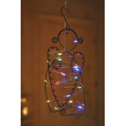 LED kerstlichtsnoer 20xLED/2xAA 2,4m meerkleurig