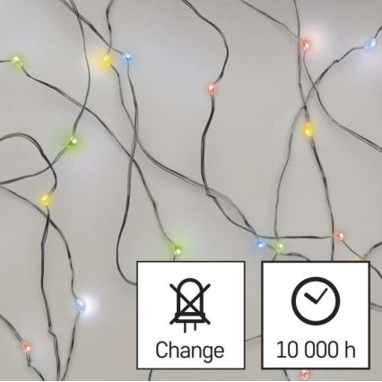 LED kerstlichtsnoer 20xLED/2xAA 2,4m meerkleurig