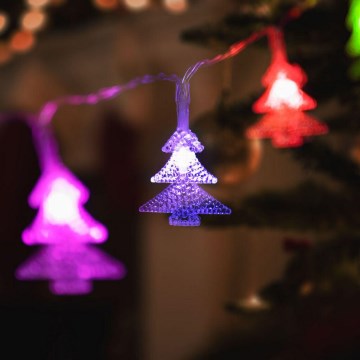 LED kerstlichtsnoer 20xLED/3xAA 2,3m meerkleurig
