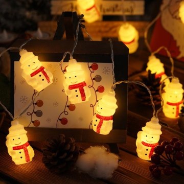 LED kerstlichtsnoer 20xLED/3xAA/warm wit 3,3m sneeuwpoppen