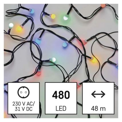 LED kerstlichtsnoer 480 LEDs, 8 functies, 53 m, IP44, multikleurig