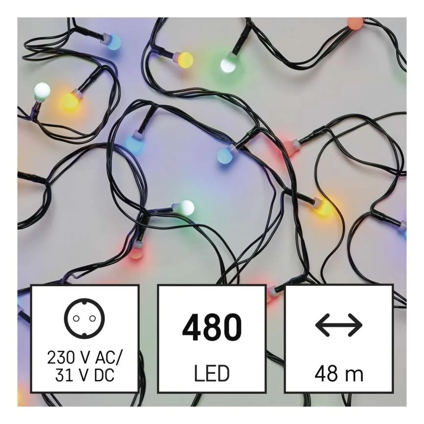LED kerstlichtsnoer 480 LEDs, 8 functies, 53 m, IP44, multikleurig