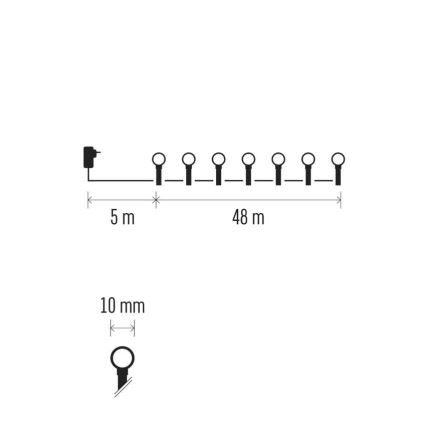 LED kerstlichtsnoer 480 LEDs, 8 functies, 53 m, IP44, multikleurig