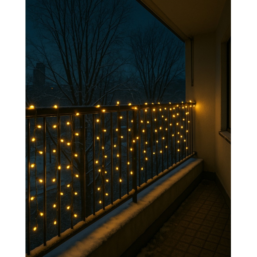 LED kerstlichtsnoer voor buiten, 200×LED, 230 V, 7,6 m, IP44, zwart