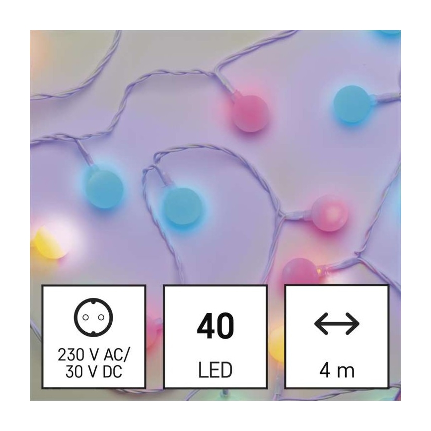 LED kerstlichtsnoer voor buiten 40xLED/9m IP44 meerkleurig