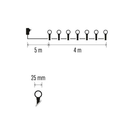 LED kerstlichtsnoer voor buiten 40xLED/9m IP44 warm wit