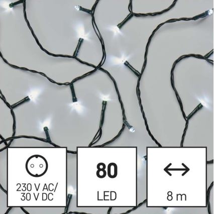 LED kerstlichtsnoer voor buiten 80xLED/13m IP44 koud wit