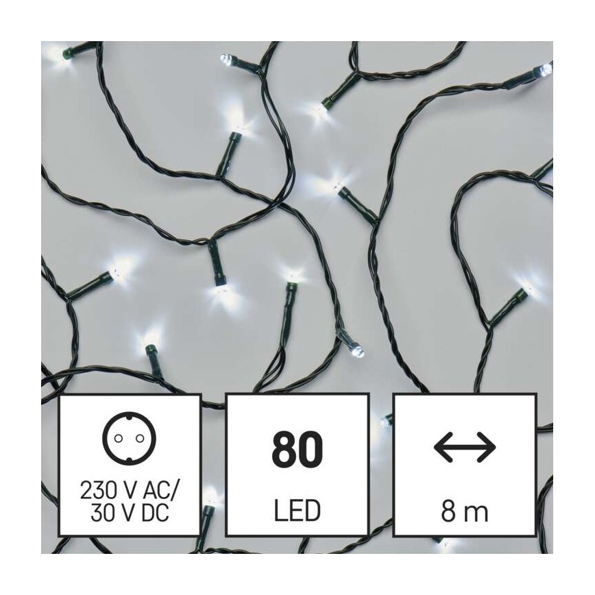 LED kerstlichtsnoer voor buiten 80xLED/13m IP44 koud wit