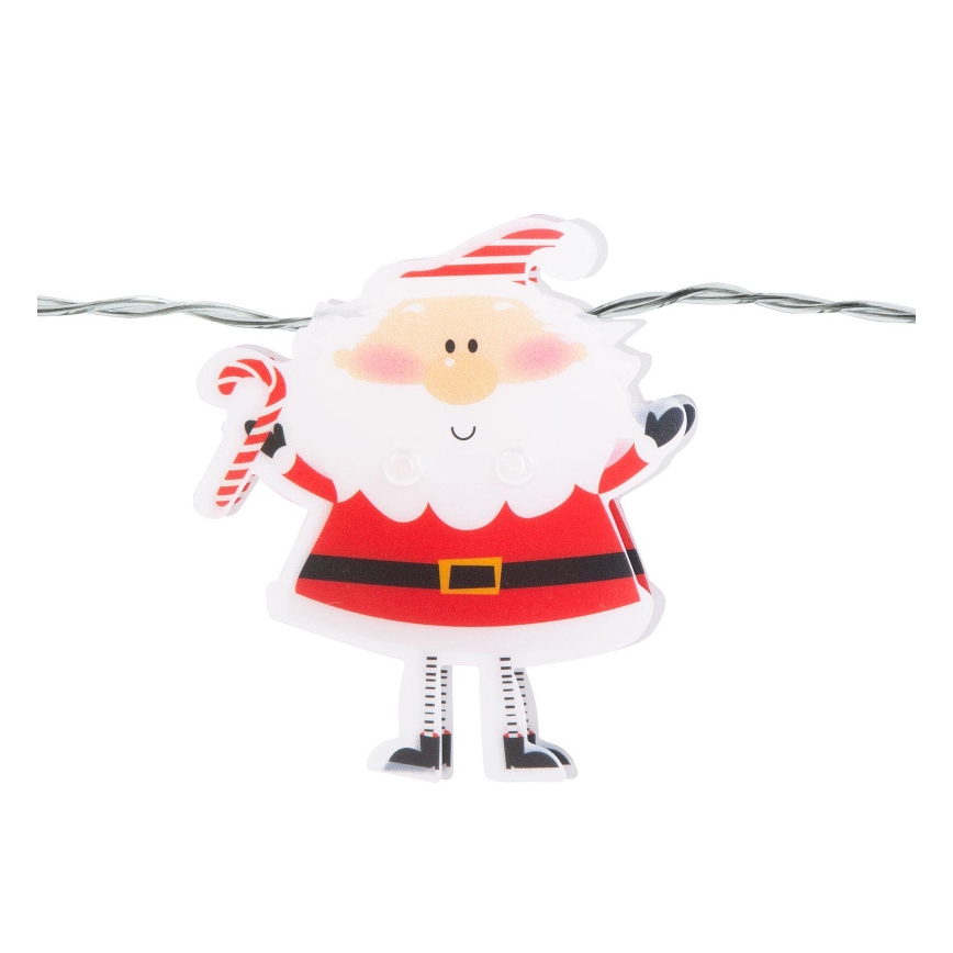 LED kerstsnoer 10xLED/2xAA 1,35 m warm wit kerstman