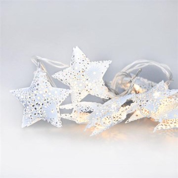 LED kerstsnoer 10xLED/2xAA 2m warm wit