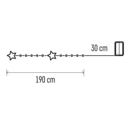 LED kerstsnoer 20xLED/2xAA 2,2 m warm wit