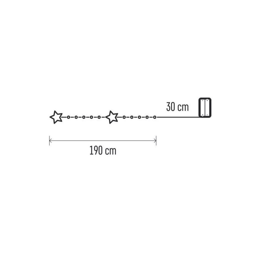 LED kerstsnoer 20xLED/2xAA 2,2 m warm wit