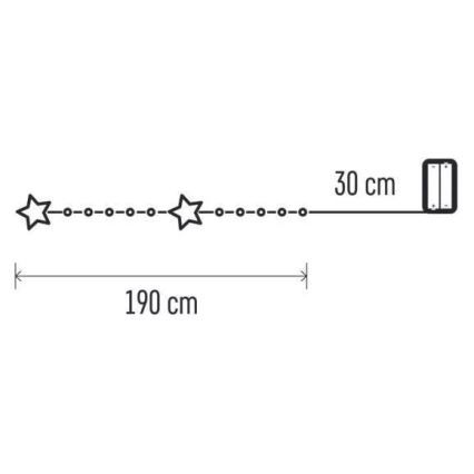 LED-kerstsnoer 20xLED/2xAA 2,2 m warm wit