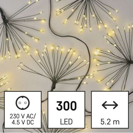 LED kerstsnoer 300xLED 5,2+3 m warm wit