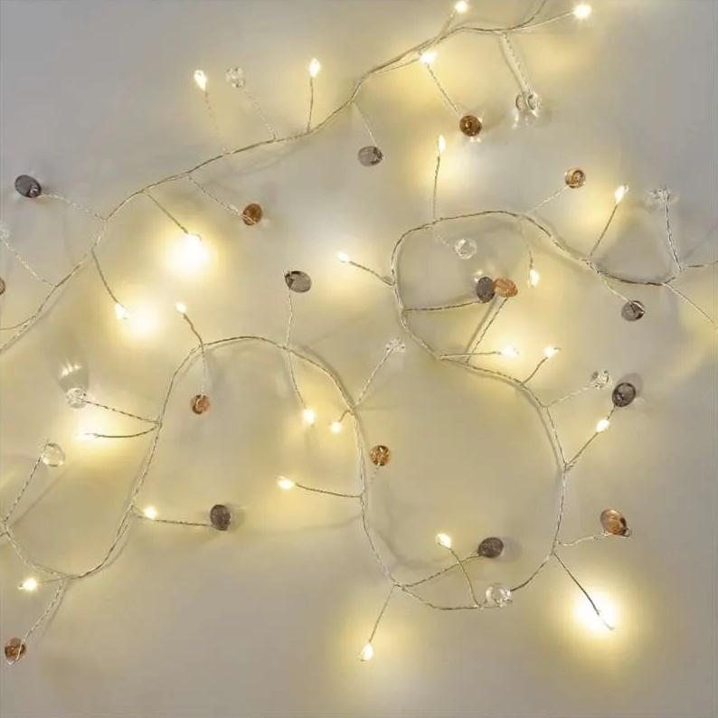 LED-kerstsnoer, 40 LED-lampjes, 3×AA, 1,5 m, warm wit