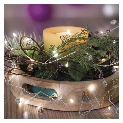 LED-kerstsnoer, 40 LED-lampjes, 3×AA, 1,5 m, warm wit