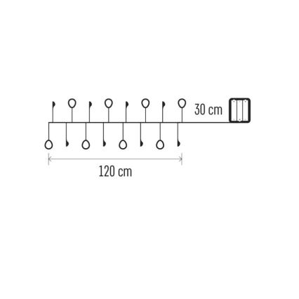 LED-kerstsnoer, 40 LED-lampjes, 3×AA, 1,5 m, warm wit