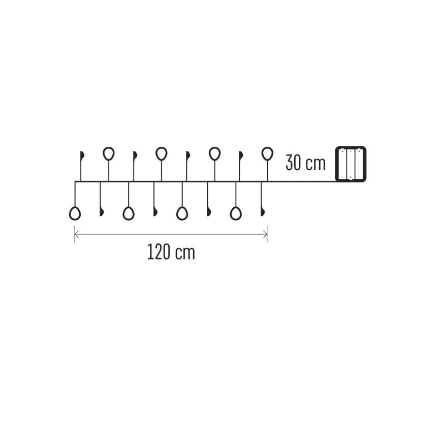 LED-kerstsnoer, 40 LED-lampjes, 3×AA, 1,5 m, warm wit