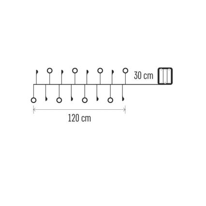 LED-kerstsnoer 40xLED/3xAA 1,5 m warm wit
