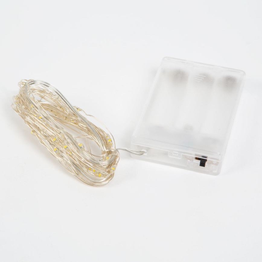LED Kerstsnoer 50xLED/3xAA 5,25m koud wit