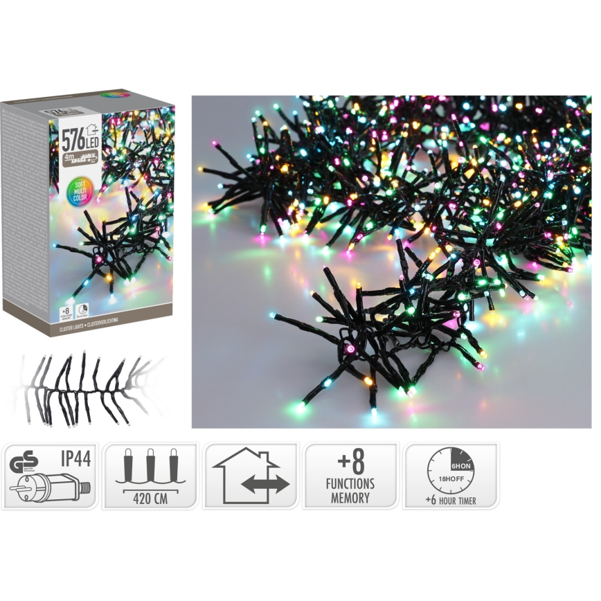LED kerstsnoer voor buiten 576xLED/230V/8 functies 7,2 m IP44 multicolor