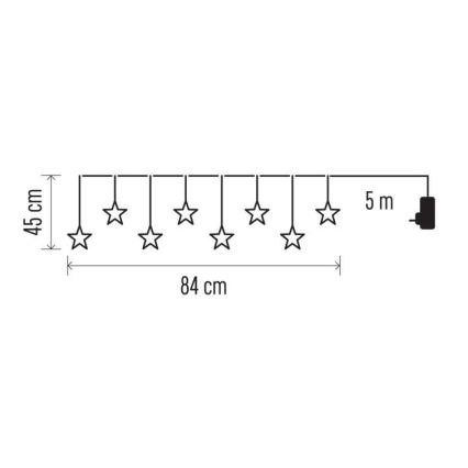 LED kerstsnoer voor buiten 8xLED/5,84m IP44 sterren