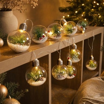 LED kerstverlichting 10xLED/3xAAA/warm wit 2,1m kerstballen