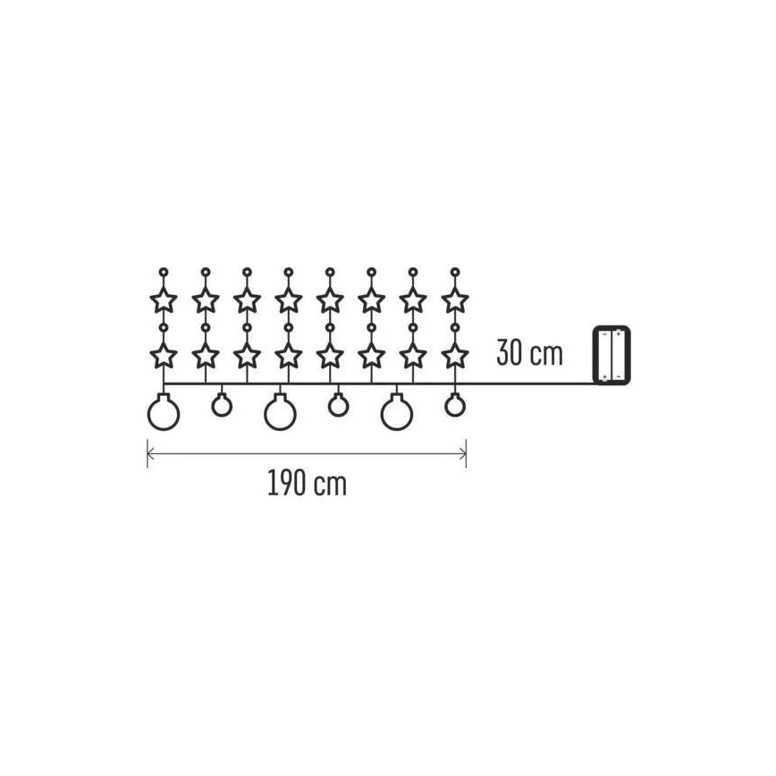 LED kerstverlichting 20xLED/2xAA 2,2 m warm wit