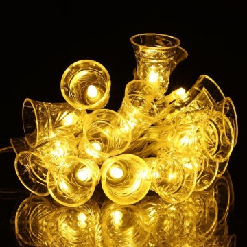 LED kerstverlichting 20xLED/3xAA/warm wit 2,2m belletjes