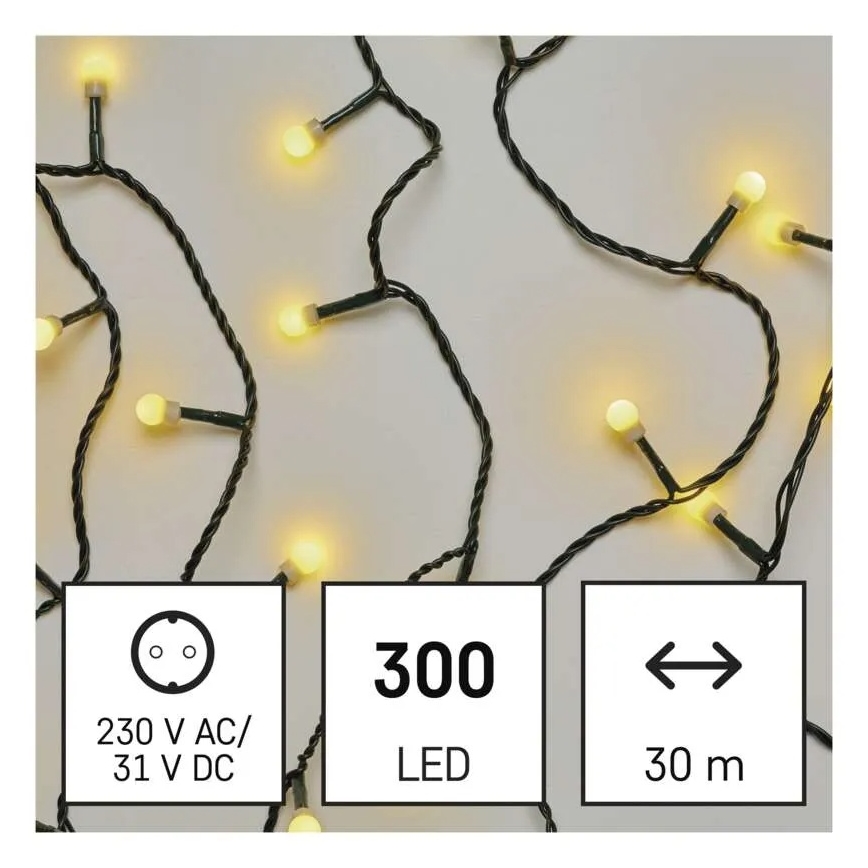 LED kerstverlichting 300xLED/230V/8 functies 35m IP44 warm wit