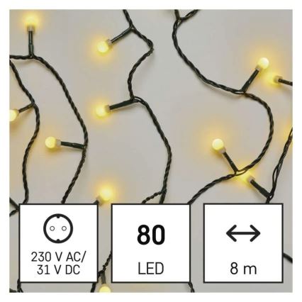 LED kerstverlichting 80xLED/230V/8 functies 13m IP44 warm wit