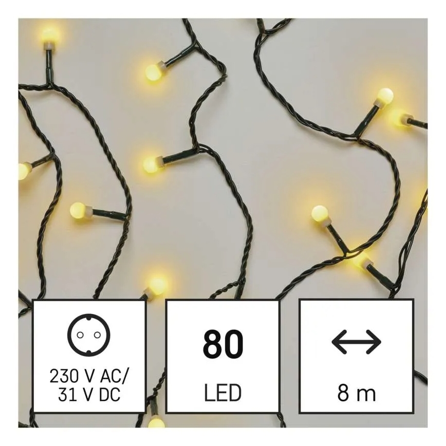 LED kerstverlichting 80xLED/230V/8 functies 13m IP44 warm wit
