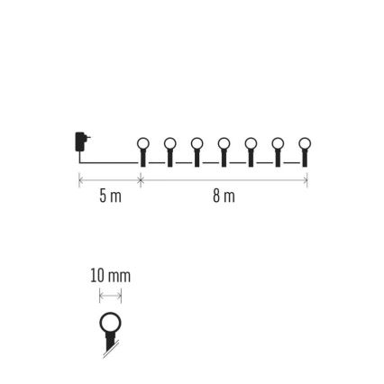 LED kerstverlichting 80xLED/230V/8 functies 13m IP44 warm wit