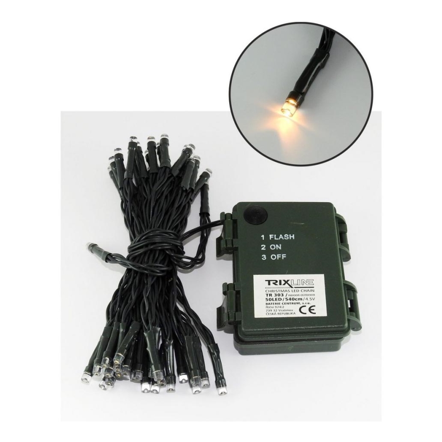 LED Kerstverlichting buiten lichtketting 5,4 m 50xLED/3xAA 2700 K IP44