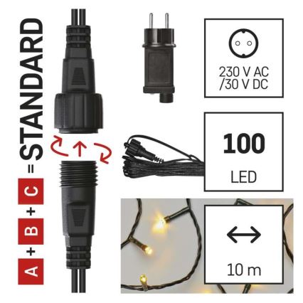LED kerstverlichting voor buiten 100xLED/15m IP44 warm wit