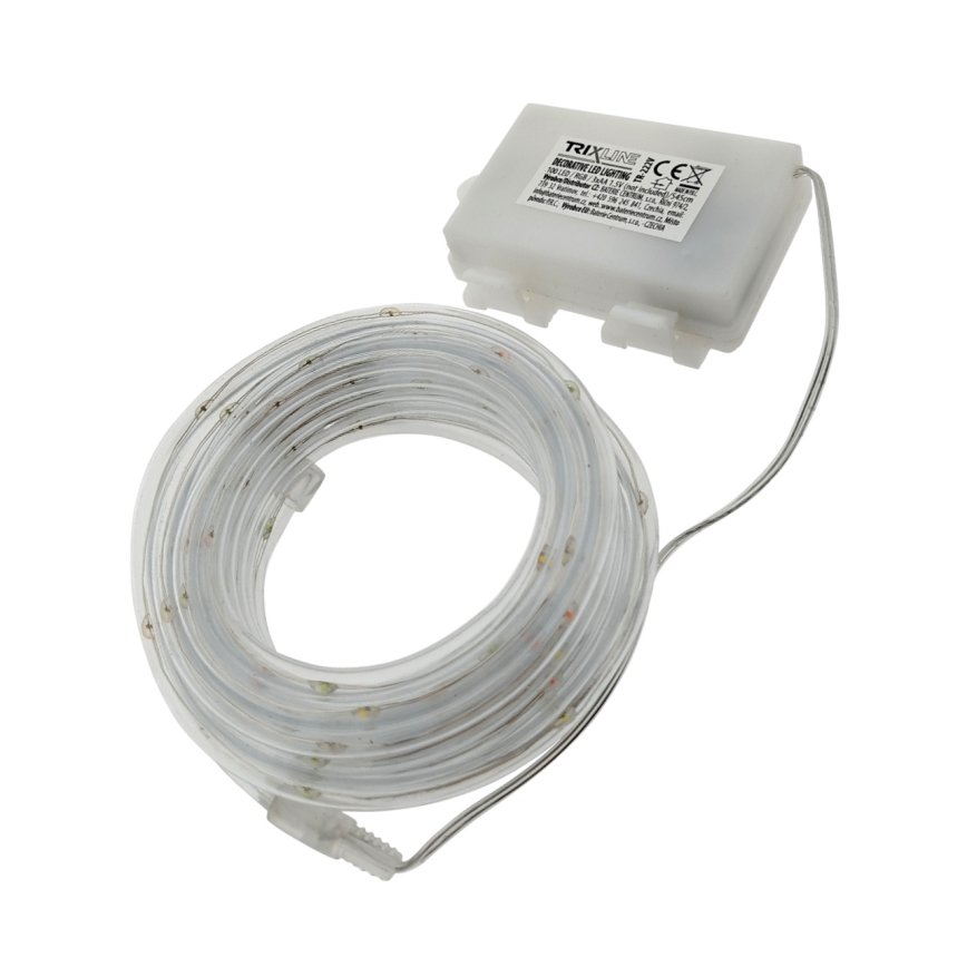 LED kerstverlichting voor buiten, 100×LED / 3×AA, 5,45 m, IP44, multicolor