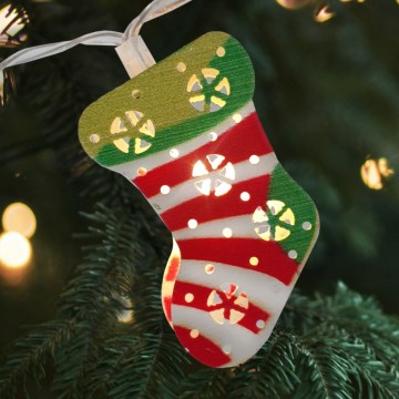 LED kerstverlichting voor buiten 10xLED/2xAA 1,65 m IP44 warm wit kerstsokken