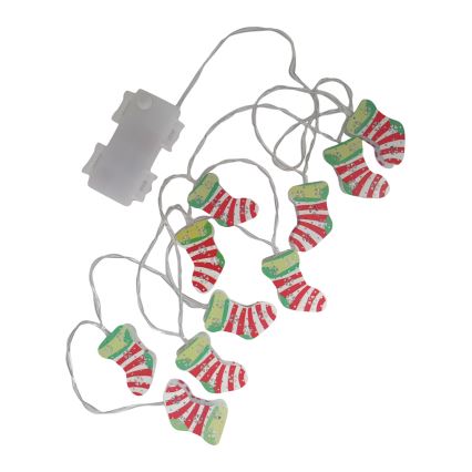 LED kerstverlichting voor buiten 10xLED/2xAA 1,65 m IP44 warm wit kerstsokken