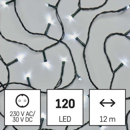 LED kerstverlichting voor buiten 120xLED/17m IP44 koel wit