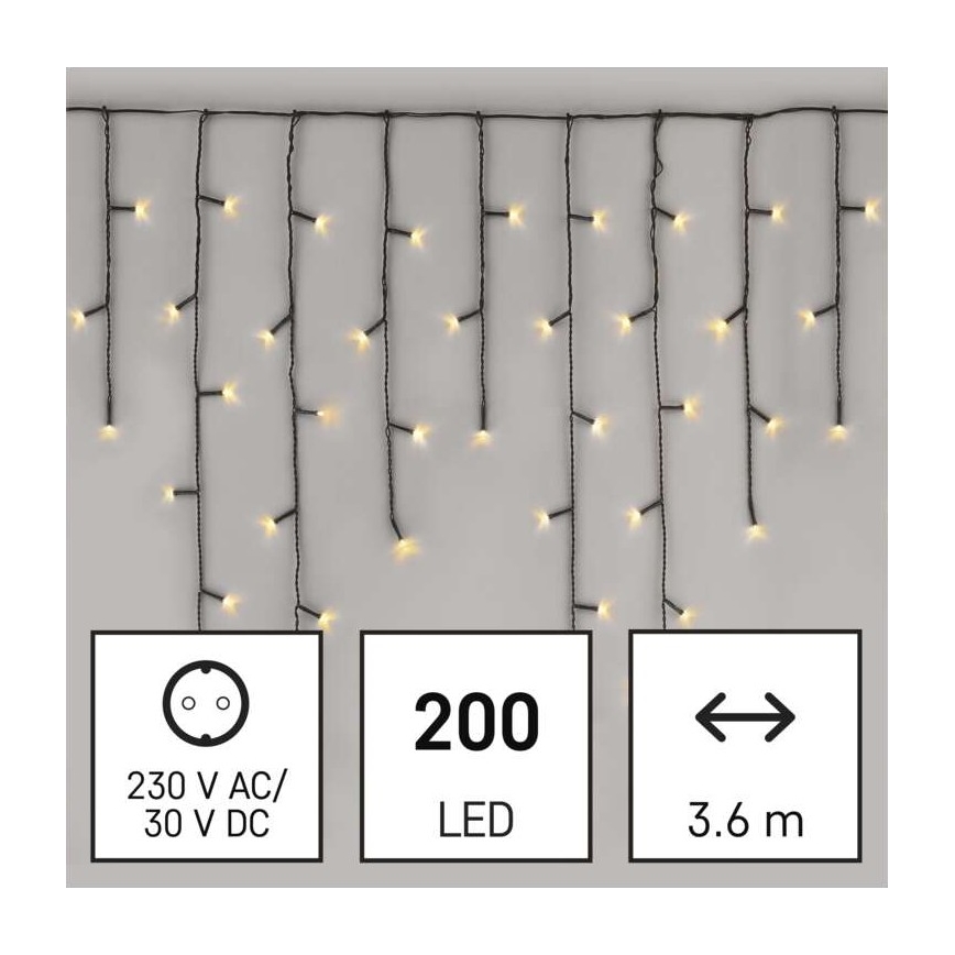 LED kerstverlichting voor buiten 200xLED/8 modi 8,6m IP44 warm wit
