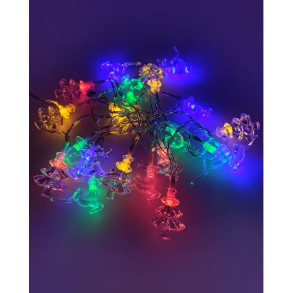 LED-kerstverlichting voor buiten 20xLED/2xAA 2,2 m IP44 meerkleurige boompjes en rendiertjes