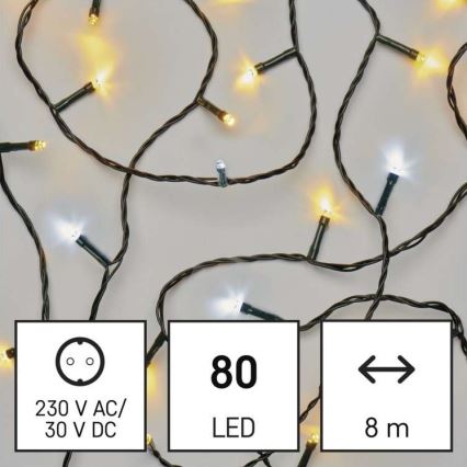 LED kerstverlichting voor buiten 80xLED/13m IP44 warm/koud wit