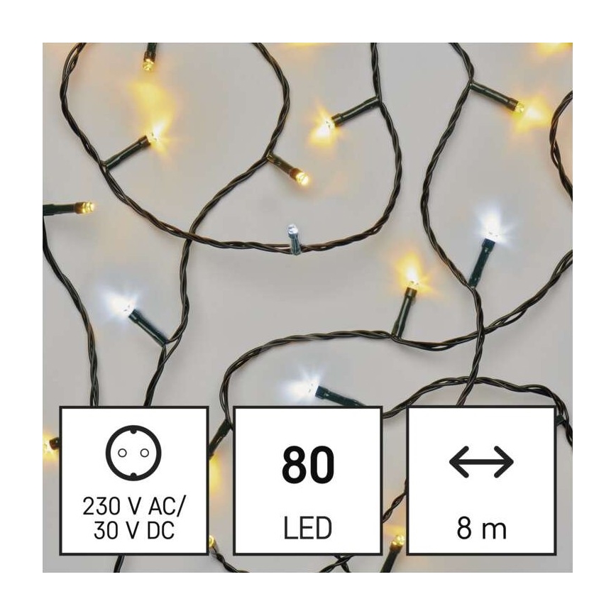 LED kerstverlichting voor buiten 80xLED/13m IP44 warm/koud wit