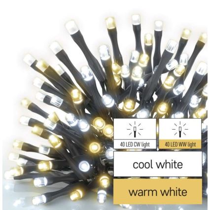 LED kerstverlichting voor buiten 80xLED/13m IP44 warm/koud wit
