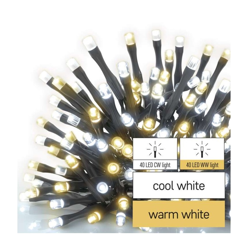 LED kerstverlichting voor buiten 80xLED/13m IP44 warm/koud wit