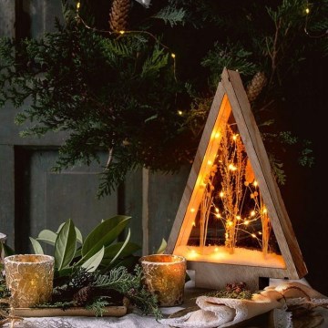 LED Kerstversiering LED/2xAA winterbloemen bedekt met sneeuw