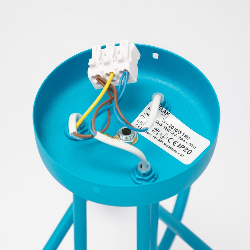 LED Kinder-opbouwluchter OXFORD 3xE27/15W/230V blauw