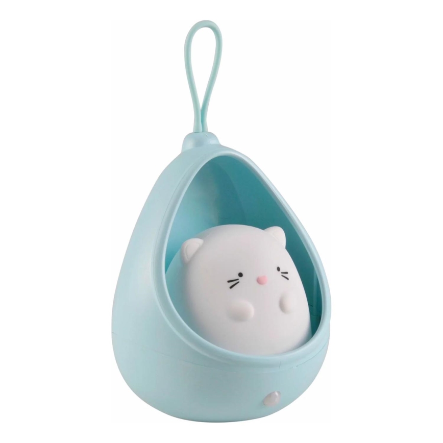 LED Kinderen oriëntatie lamp met sensor KITTY LED/0,5W/5V USB 1200 mAh blauw