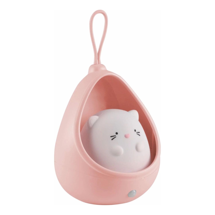 LED Kinderen oriëntatie lamp met sensor KITTY LED/0,5W/5V USB 1200 mAh roze